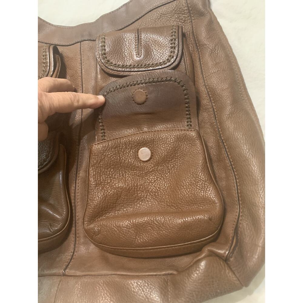 Banana Republic Large Cow Leather Hobo Bag 4 pockets Whipstitch Braided Strap - Picture 7 of 12